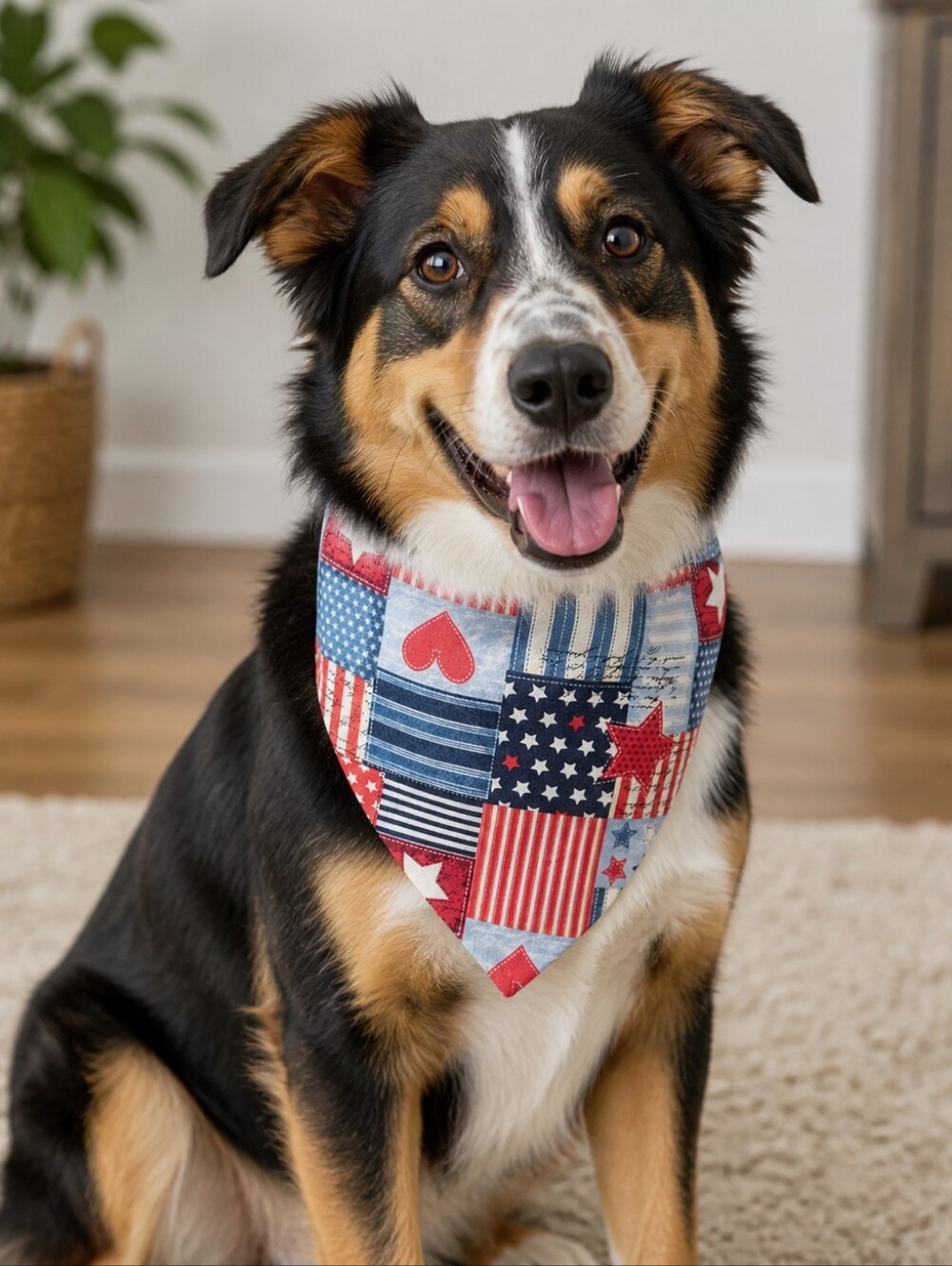 Patriotic Stars & Stripes Bandana- Red, Blue & White